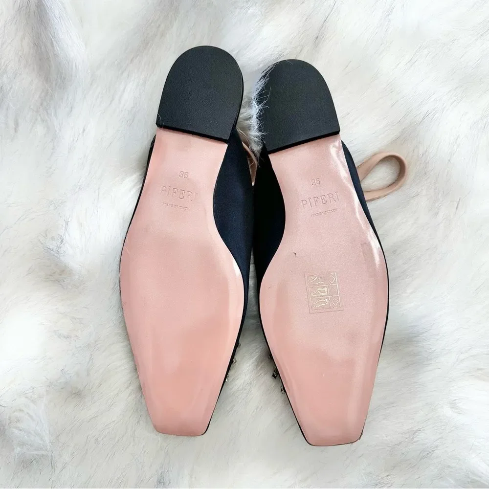 NWOB Piferi Drizella Crystal Embellished Slingback Flat in Black Size 36 6